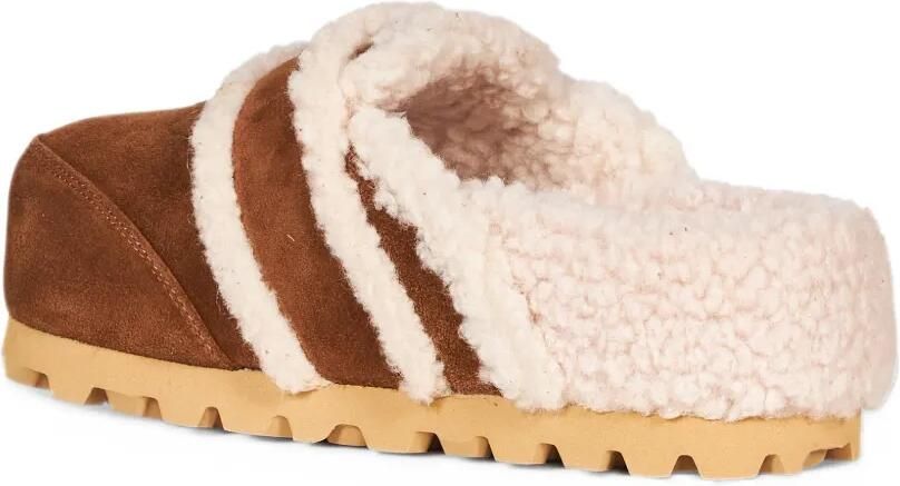 Inuikii shearling-trim suede mules Bruin - Foto 3