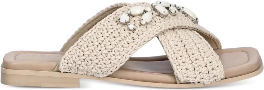 Inuikii Slippers met gekruiste bandjes Beige