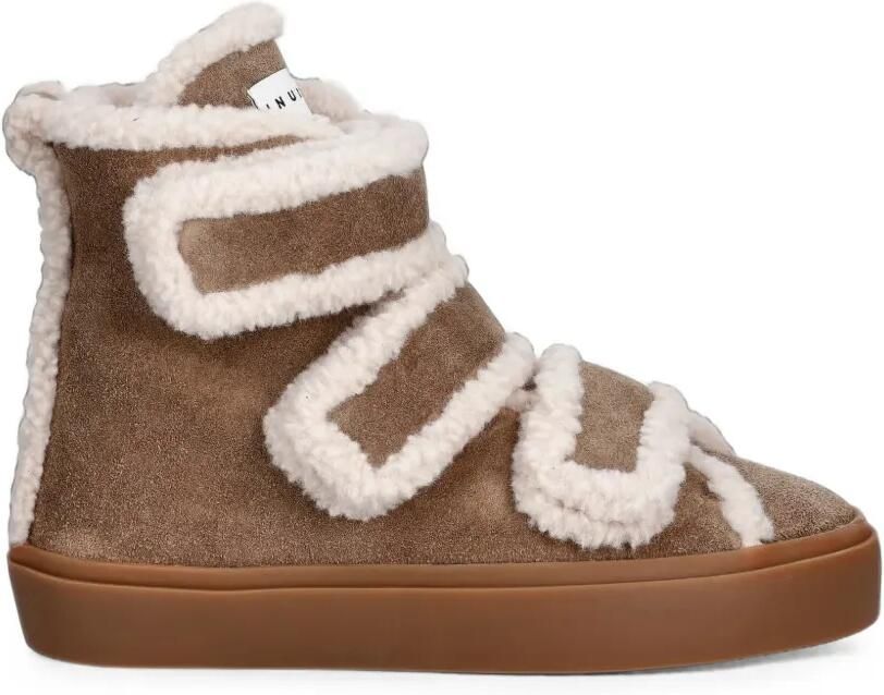 Inuikii Sneakers met klittenband en lammy afwerking Bruin