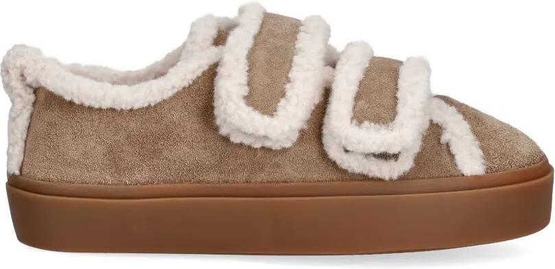 Inuikii Sneakers met klittenband en lammy afwerking Bruin