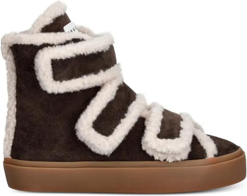 Inuikii Sneakers met klittenband en lammy afwerking Bruin
