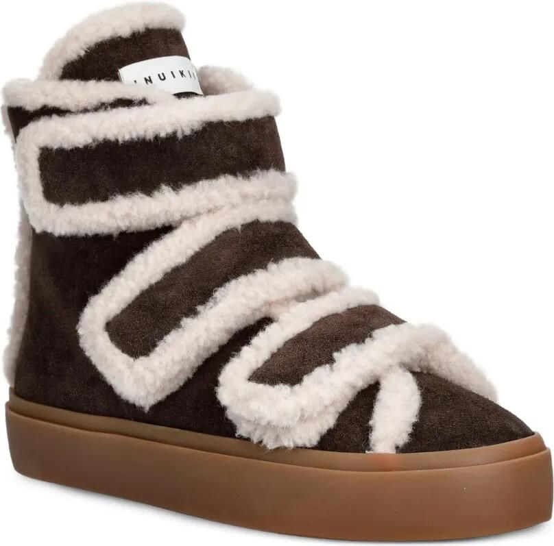 Inuikii Sneakers met klittenband en lammy afwerking Bruin - Foto 3