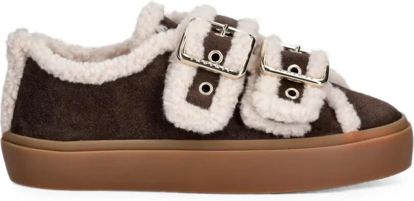 Inuikii Sneakers met lammy afwerking en gespsluiting Bruin