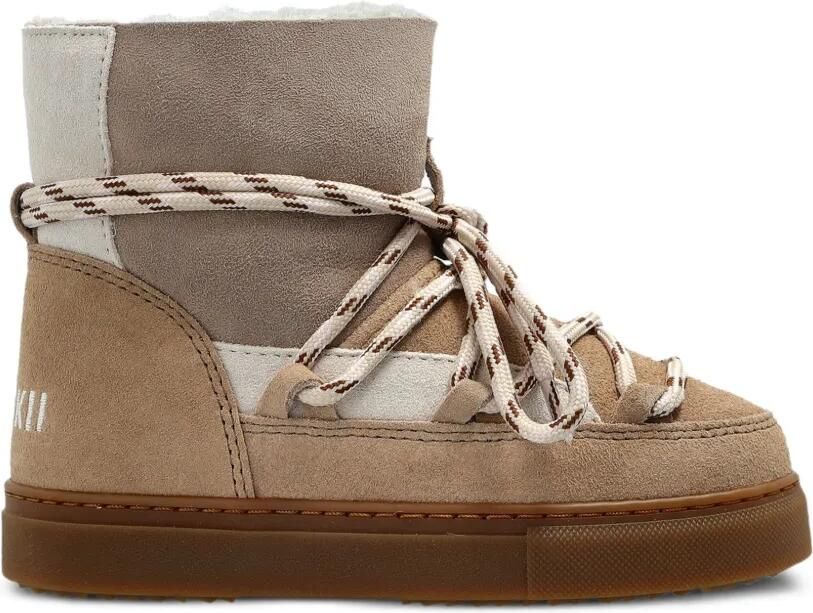 Inuikii Suède laarzen met patchwork Beige
