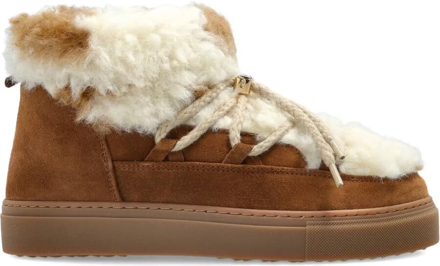 Inuikii Teddy Low snow boots met lammy afwerking Bruin