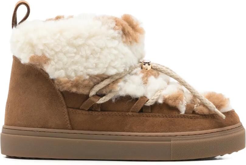 Inuikii Teddy enkellaarzen met lammy afwerking Bruin