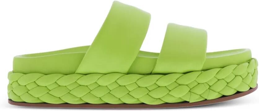 INUOVO Leren sandalen met gevlochten zool Groen
