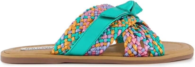 INUOVO Platte sandalen met gevlochten bandjes Groen - Foto 4