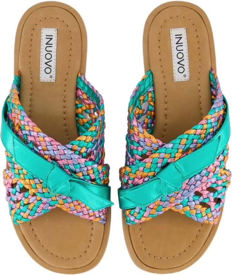 INUOVO Platte sandalen met gevlochten bandjes Groen - Foto 3