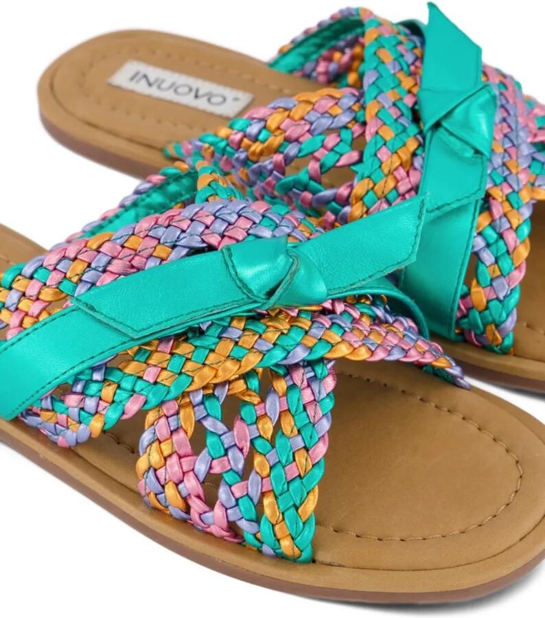 INUOVO Platte sandalen met gevlochten bandjes Groen - Foto 2