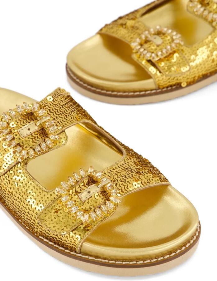 INUOVO Platte sandalen met gesp verfraaid met pailletten Goud - Foto 3