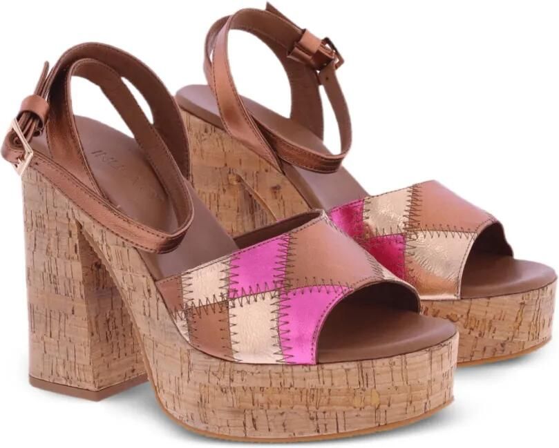 INUOVO Sandalen met plateauzool en patchwork Bruin - Foto 4