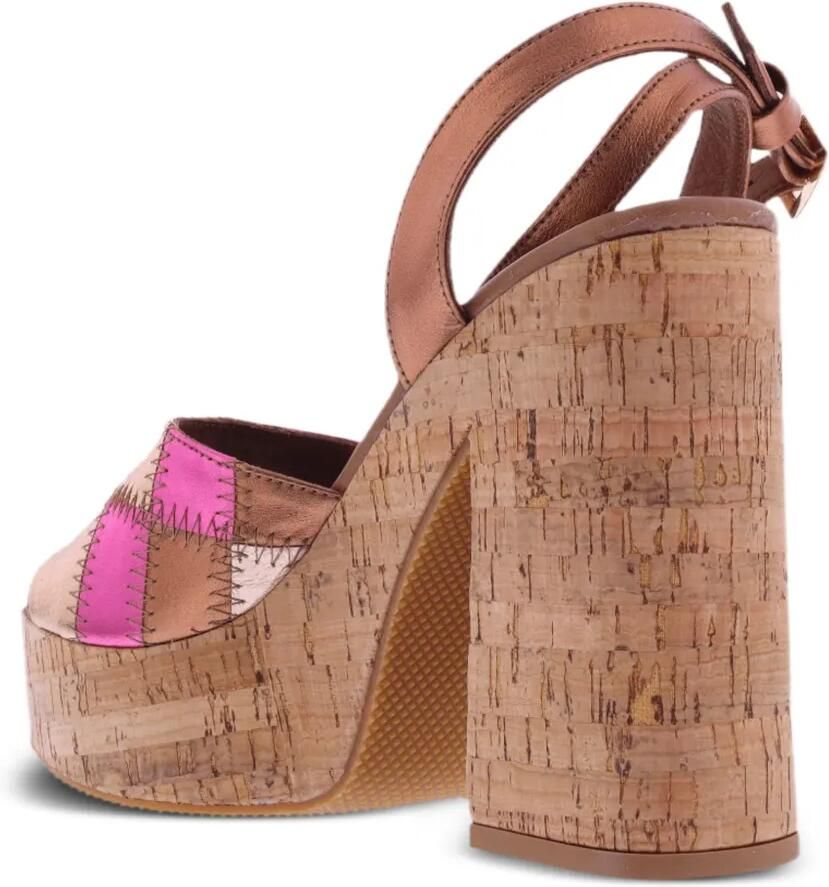 INUOVO Sandalen met plateauzool en patchwork Bruin - Foto 2