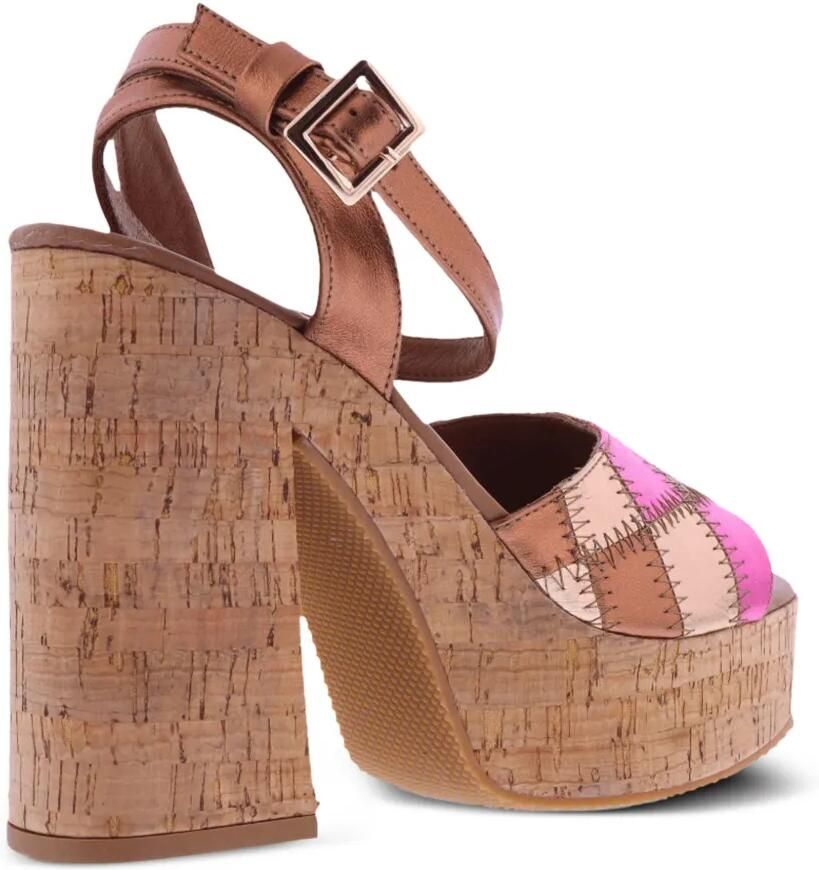 INUOVO Sandalen met plateauzool en patchwork Bruin - Foto 3