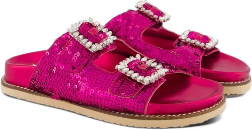INUOVO Platte sandalen met pailletten en een gesp met kristallen Roze