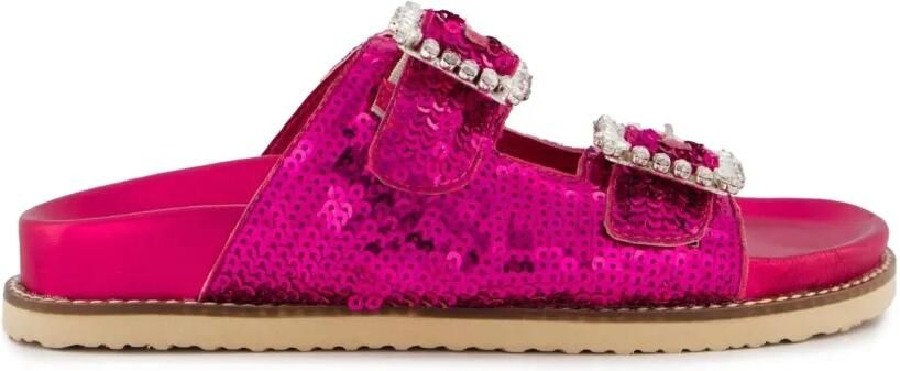 INUOVO Platte sandalen met pailletten en een gesp met kristallen Roze - Foto 5