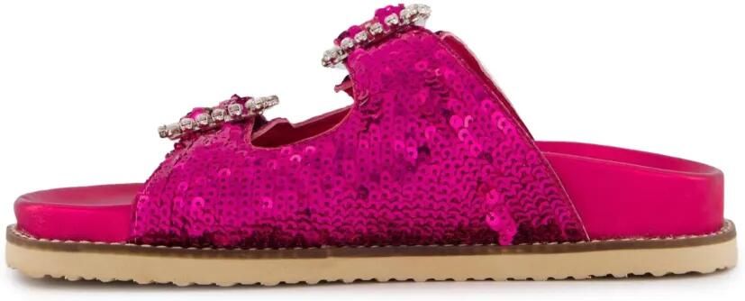 INUOVO Platte sandalen met pailletten en een gesp met kristallen Roze - Foto 4