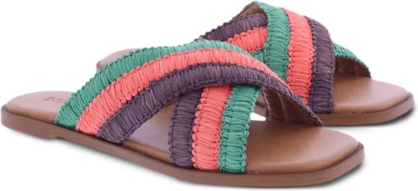 INUOVO Geweven sandalen met gekruiste bandjes Groen - Foto 4