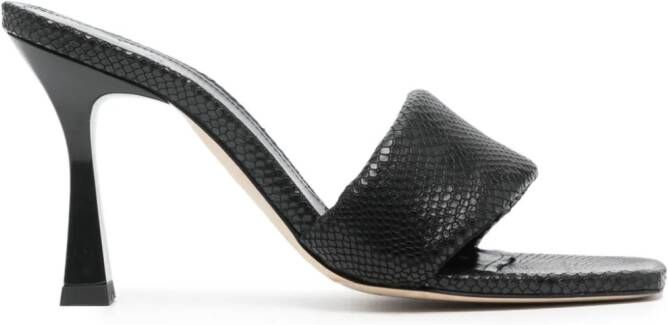 IRO 95mm Yolanda snakeskin-effect leather mules Zwart
