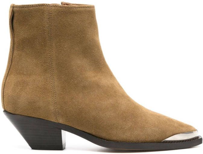 ISABEL MARANT Adnae suède enkellaarzen Beige