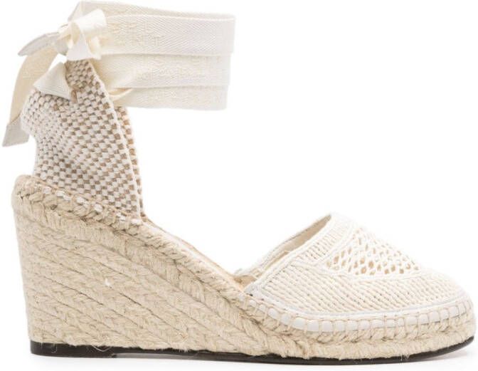 ISABEL MARANT Alfafi 80 gehaakte espadrilles Beige