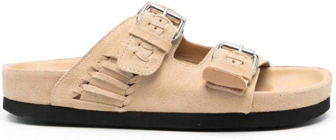ISABEL MARANT Lennyo raffia sandalen Beige