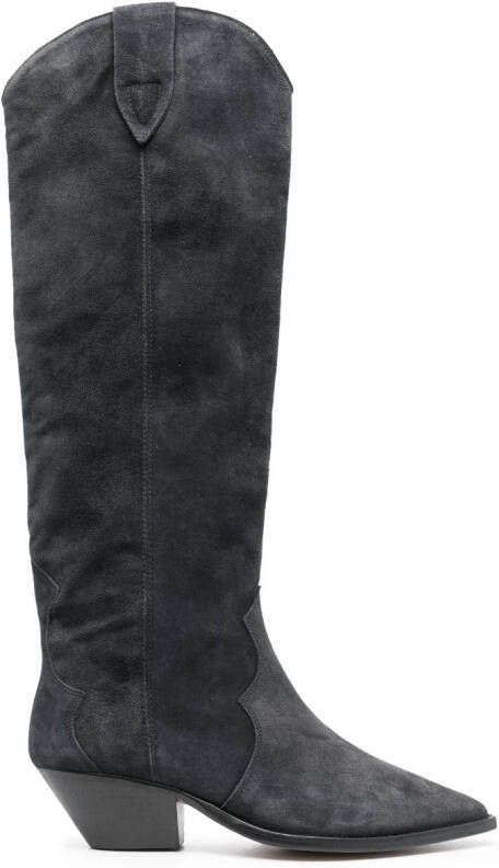 ISABEL MARANT Denvee 50mm suede knee-high boots Zwart