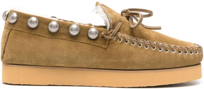 ISABEL MARANT Loafers met lammy voering Groen