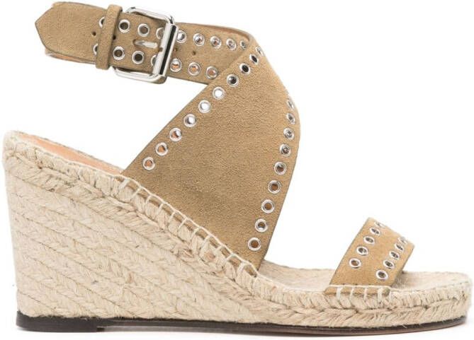 ISABEL MARANT Iriane 85 mm espadrilles met sleehak Beige