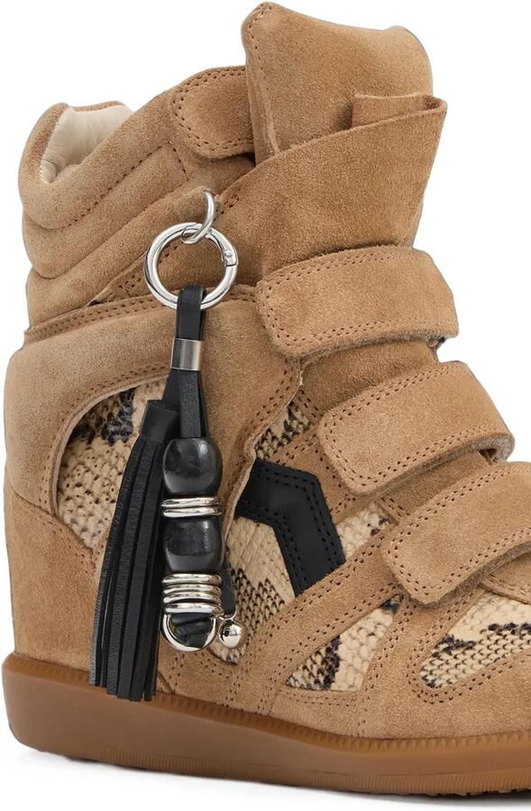 ISABEL MARANT Bekett leren sneakers met sleehak en python-effect Beige - Foto 4