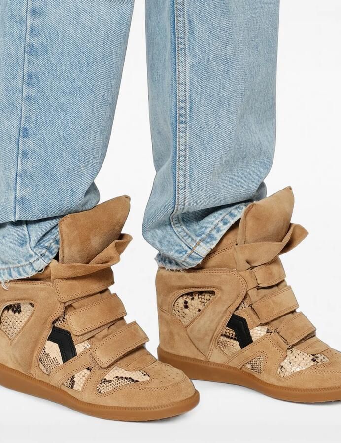 ISABEL MARANT Bekett leren sneakers met sleehak en python-effect Beige - Foto 3