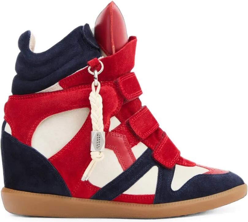 ISABEL MARANT Bekett suède sneakers met sleehak Rood