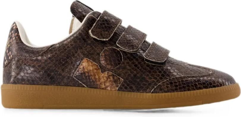 ISABEL MARANT Beth sneakers met klittenband en slangen-effect Bruin