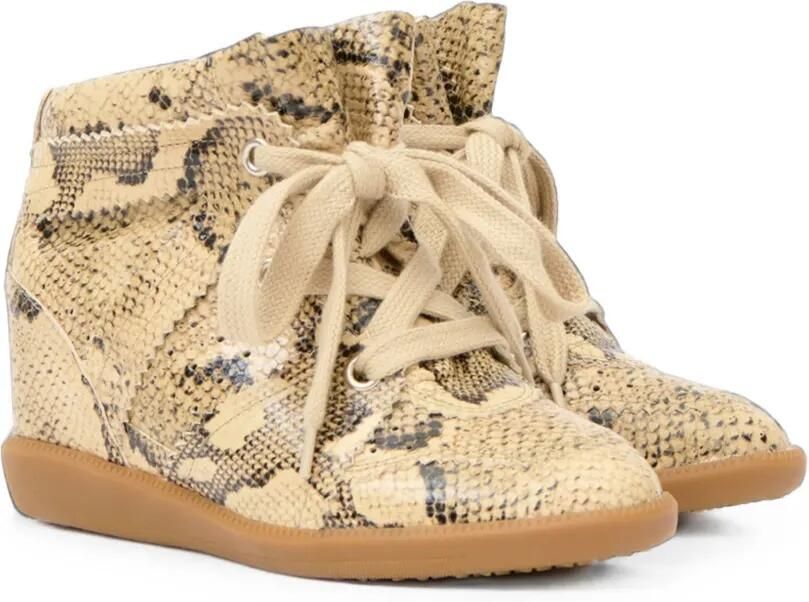 ISABEL MARANT Bobby leren sneakers met slangen-effect Beige - Foto 4