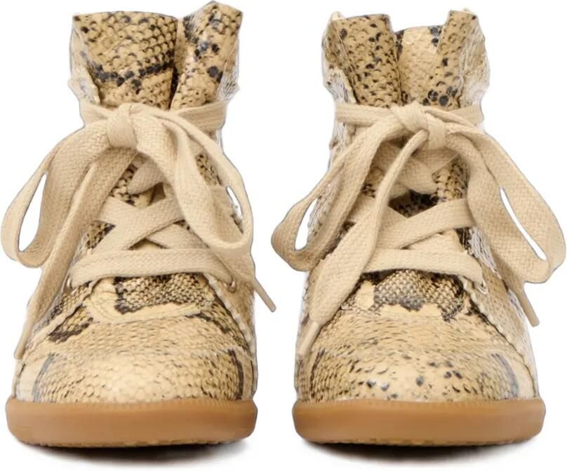 ISABEL MARANT Bobby leren sneakers met slangen-effect Beige - Foto 3