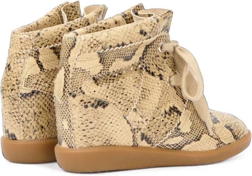 ISABEL MARANT Bobby leren sneakers met slangen-effect Beige - Foto 5