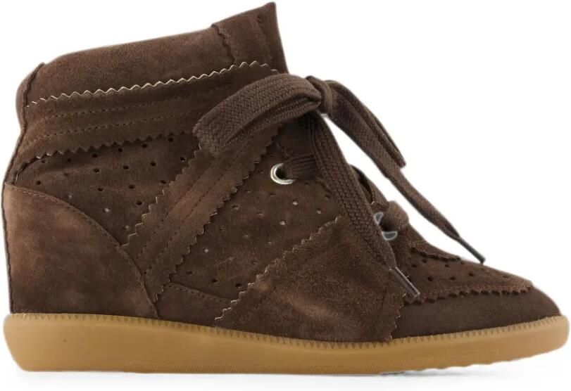 ISABEL MARANT Boddy suède sneakers met sleehak Bruin