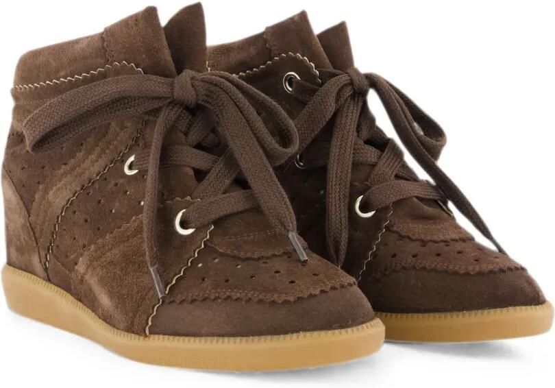 ISABEL MARANT Boddy suède sneakers met sleehak Bruin - Foto 2