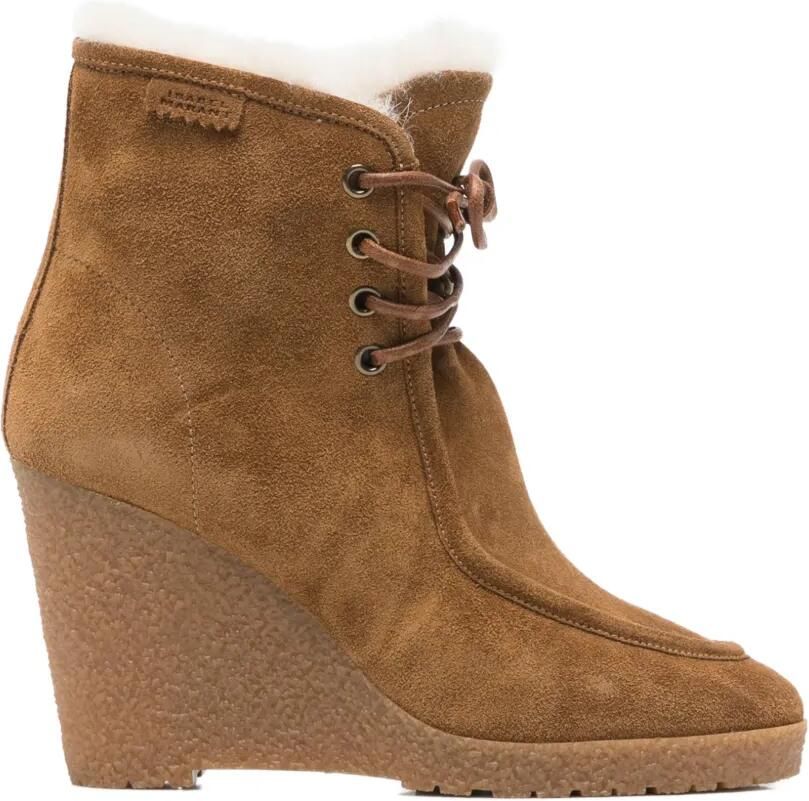 ISABEL MARANT Cylia lace-up wedge ankle boots Bruin