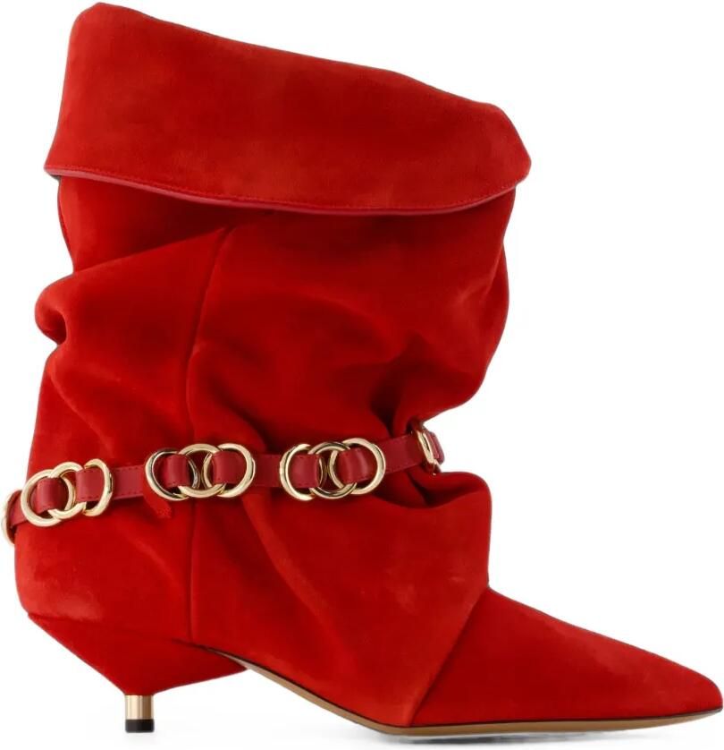 ISABEL MARANT Edrik enkellaarzen met ringen Rood