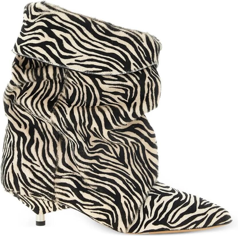 ISABEL MARANT Edrik enkellaarzen met zebraprint Beige