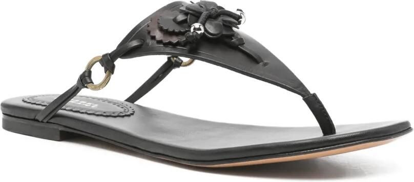 ISABEL MARANT Elato leren sandalen met bloemdetail Zwart
