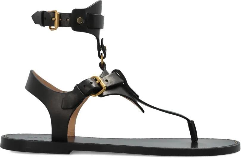 ISABEL MARANT Eveena leren sandalen met gesp Zwart