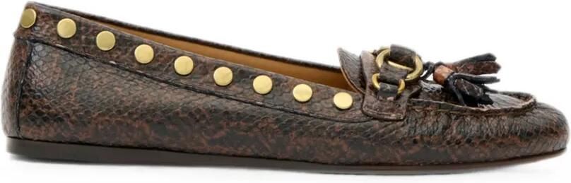 ISABEL MARANT Faxel leren loafers met studs Bruin