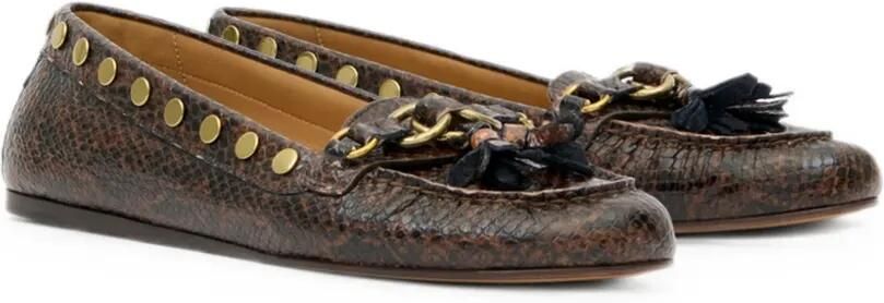 ISABEL MARANT Faxel leren loafers met studs Bruin - Foto 3