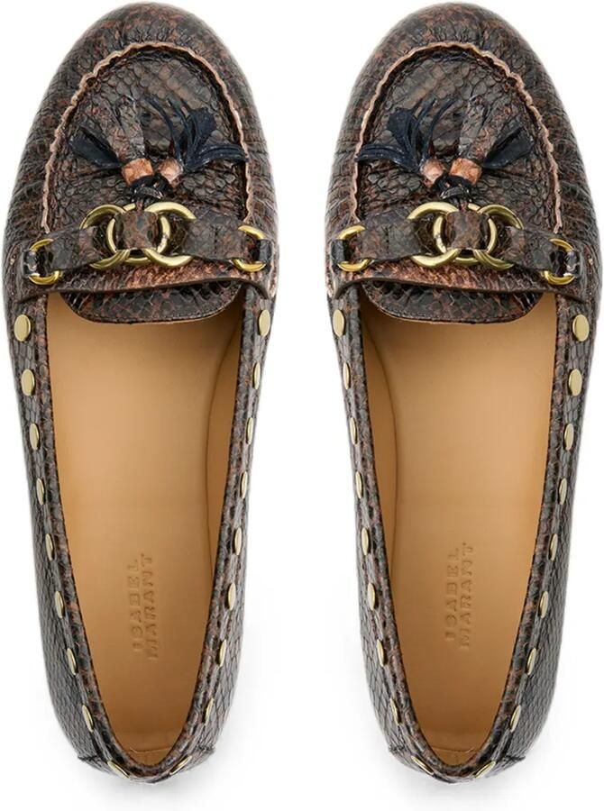 ISABEL MARANT Faxel leren loafers met studs Bruin - Foto 2