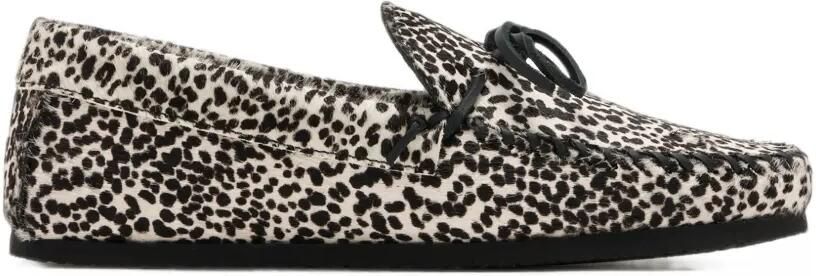 ISABEL MARANT Fitza-GB leren loafers met dierenprint Wit