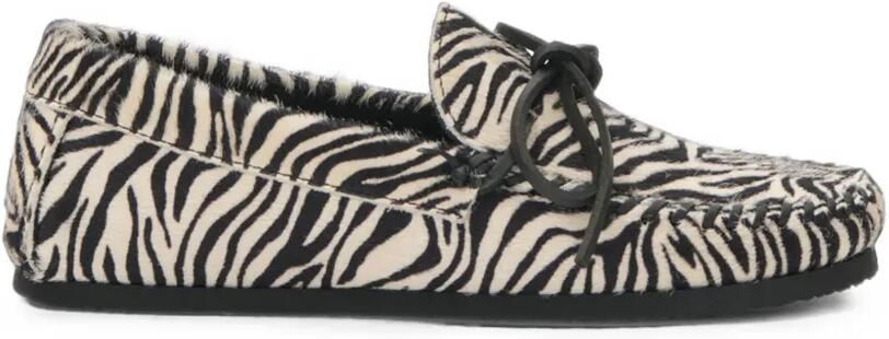 ISABEL MARANT Fitza leren loafers met pony-effect Beige