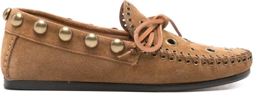 ISABEL MARANT Fitza loafers met ringlets en studs Bruin