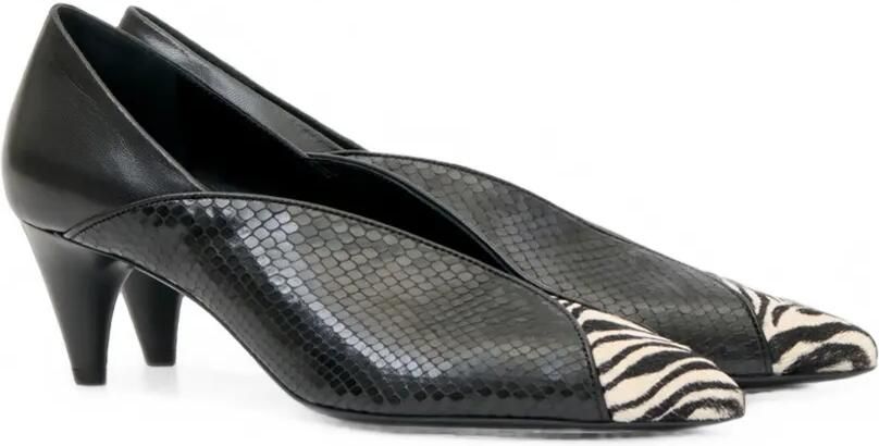 ISABEL MARANT Ilou leren pumps met kitten-hak en python-effect Zwart